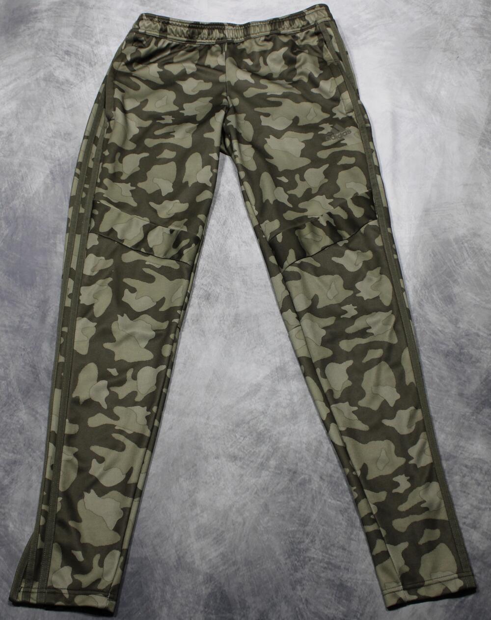 Adidas Track Pants Mens Small Green Camo Ankle Zip Athletic